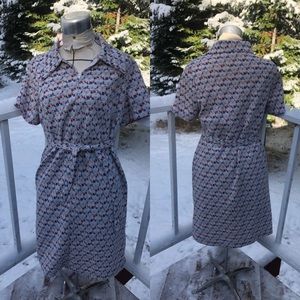 Metal zip front 1960s polyester zip down shift